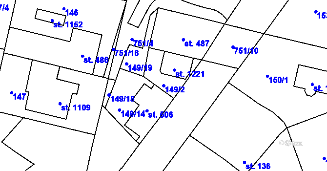 Parcela st. 149/2 v KÚ Svítkov, Katastrální mapa