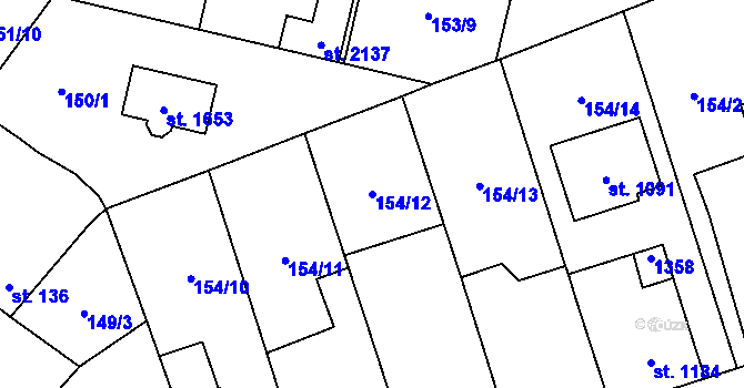 Parcela st. 154/12 v KÚ Svítkov, Katastrální mapa