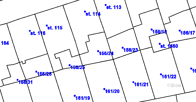 Parcela st. 156/24 v KÚ Svítkov, Katastrální mapa