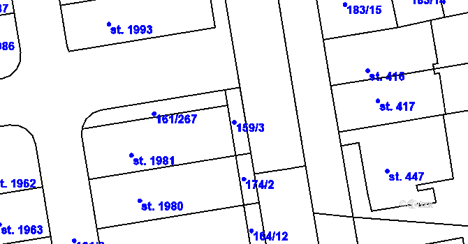 Parcela st. 159/3 v KÚ Svítkov, Katastrální mapa