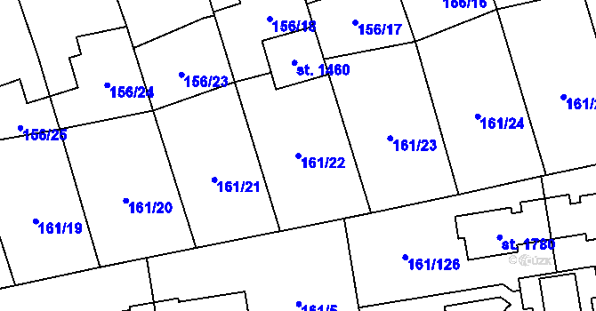 Parcela st. 161/22 v KÚ Svítkov, Katastrální mapa