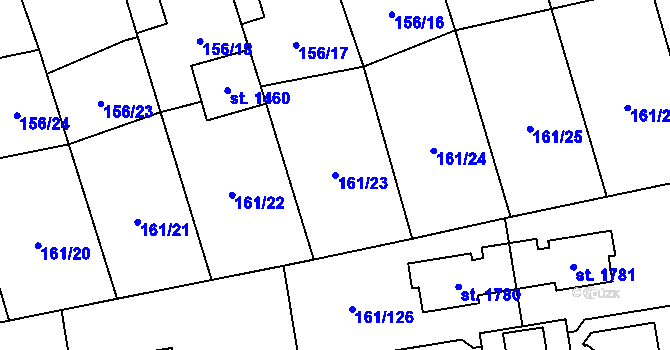 Parcela st. 161/23 v KÚ Svítkov, Katastrální mapa