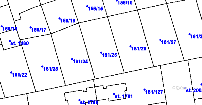 Parcela st. 161/25 v KÚ Svítkov, Katastrální mapa