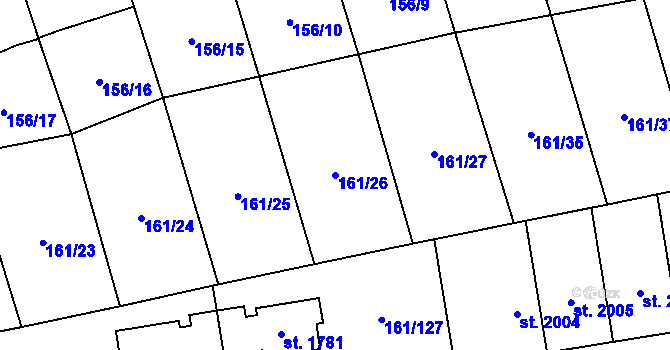 Parcela st. 161/26 v KÚ Svítkov, Katastrální mapa
