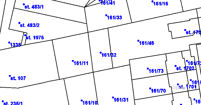 Parcela st. 161/32 v KÚ Svítkov, Katastrální mapa