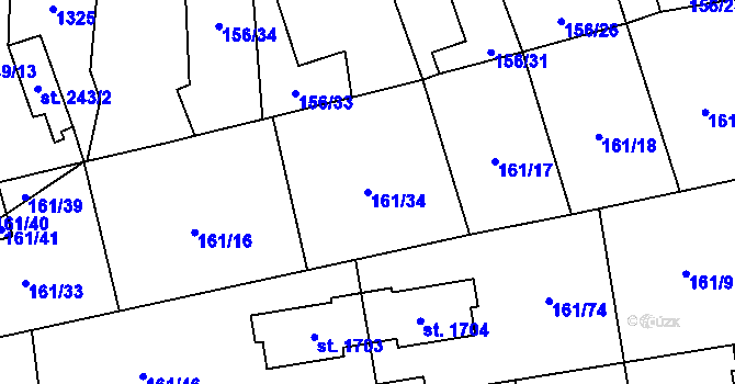 Parcela st. 161/34 v KÚ Svítkov, Katastrální mapa