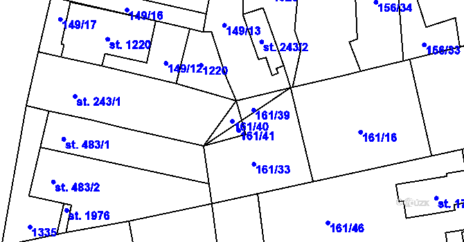 Parcela st. 161/40 v KÚ Svítkov, Katastrální mapa