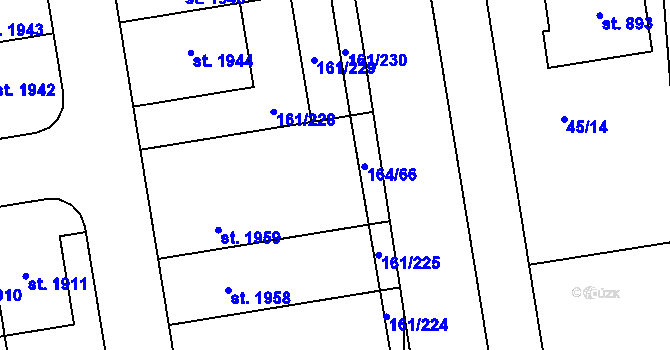 Parcela st. 164/9 v KÚ Svítkov, Katastrální mapa