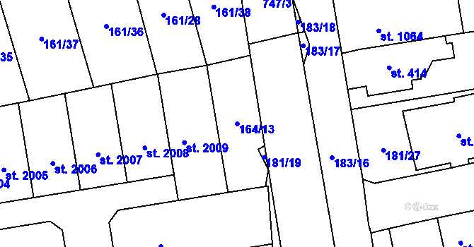 Parcela st. 164/13 v KÚ Svítkov, Katastrální mapa