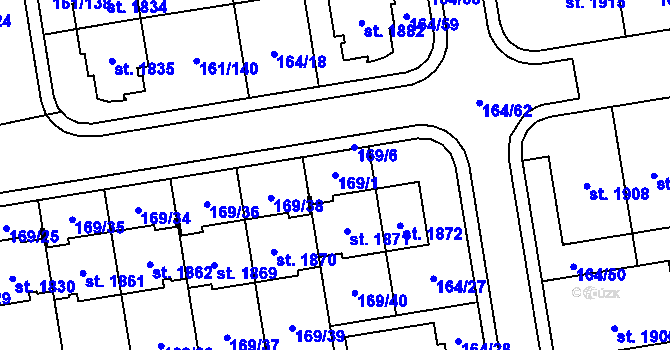 Parcela st. 169/1 v KÚ Svítkov, Katastrální mapa