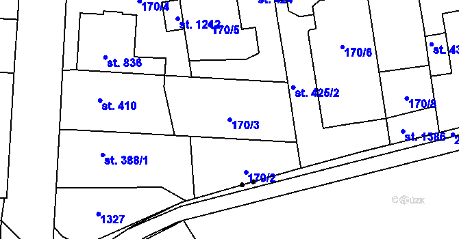 Parcela st. 170/3 v KÚ Svítkov, Katastrální mapa