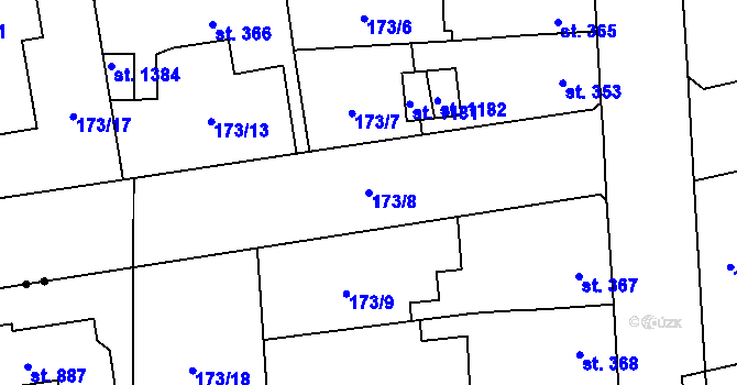 Parcela st. 173/8 v KÚ Svítkov, Katastrální mapa