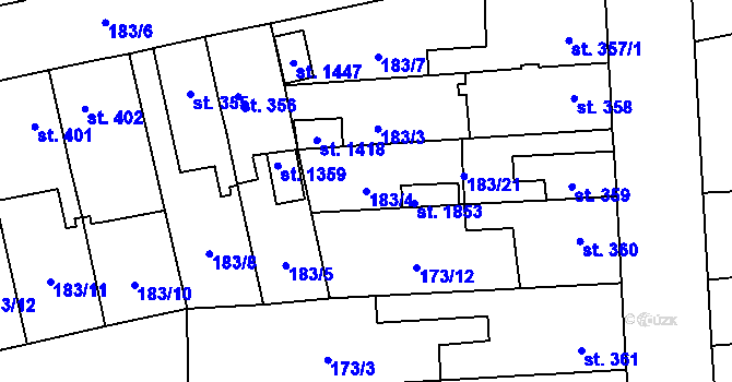 Parcela st. 183/4 v KÚ Svítkov, Katastrální mapa