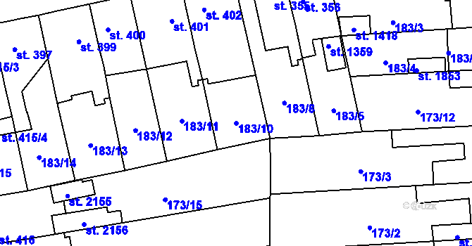 Parcela st. 183/10 v KÚ Svítkov, Katastrální mapa