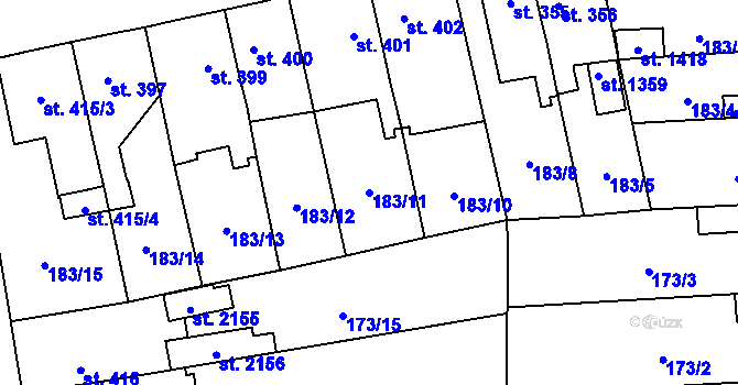 Parcela st. 183/11 v KÚ Svítkov, Katastrální mapa