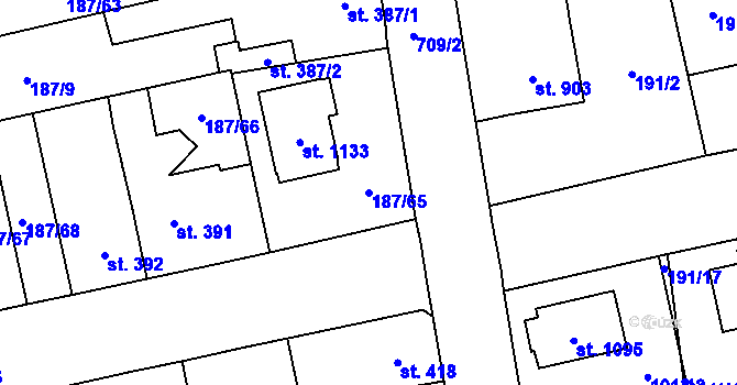 Parcela st. 187/65 v KÚ Svítkov, Katastrální mapa
