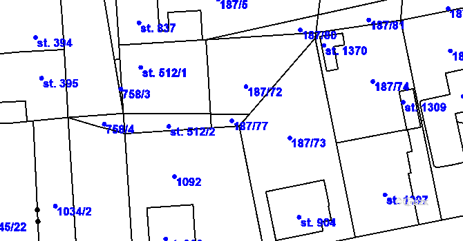 Parcela st. 187/77 v KÚ Svítkov, Katastrální mapa