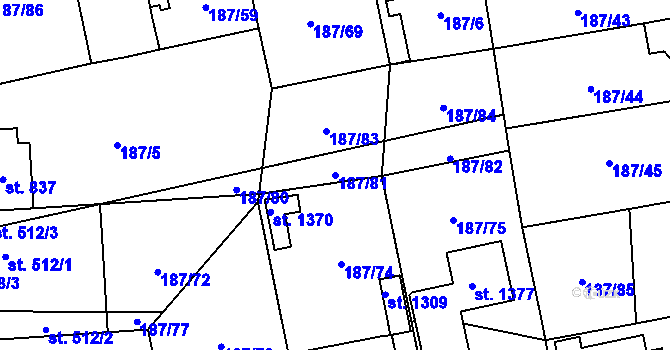 Parcela st. 187/81 v KÚ Svítkov, Katastrální mapa