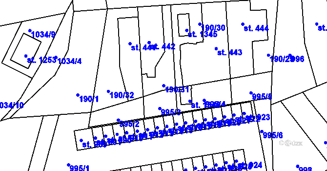 Parcela st. 190/31 v KÚ Svítkov, Katastrální mapa