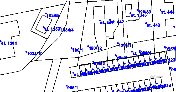 Parcela st. 190/32 v KÚ Svítkov, Katastrální mapa