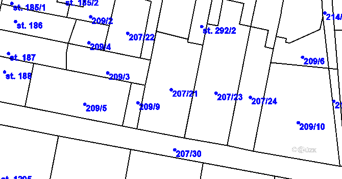 Parcela st. 207/21 v KÚ Svítkov, Katastrální mapa