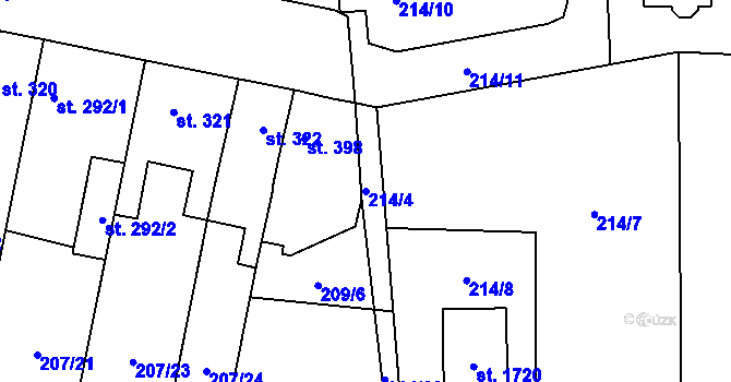 Parcela st. 214/4 v KÚ Svítkov, Katastrální mapa
