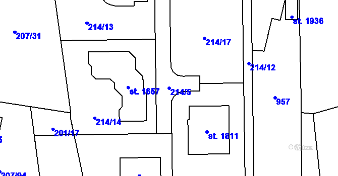 Parcela st. 214/5 v KÚ Svítkov, Katastrální mapa