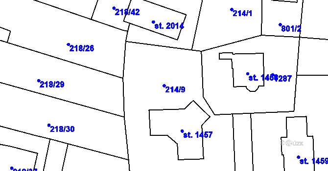 Parcela st. 214/9 v KÚ Svítkov, Katastrální mapa