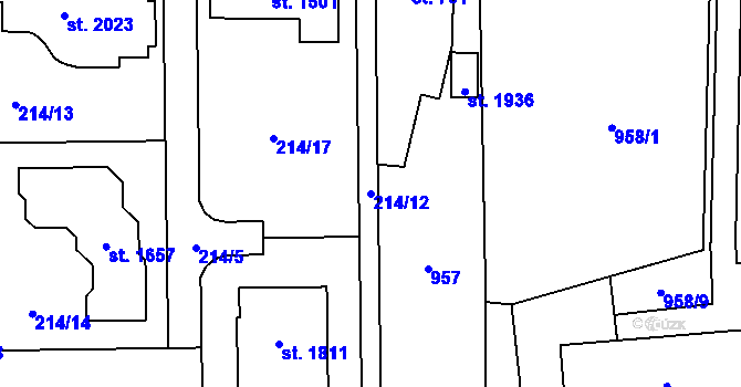 Parcela st. 214/12 v KÚ Svítkov, Katastrální mapa