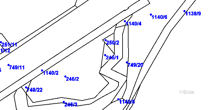 Parcela st. 246/1 v KÚ Svítkov, Katastrální mapa