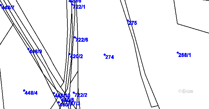 Parcela st. 274 v KÚ Svítkov, Katastrální mapa