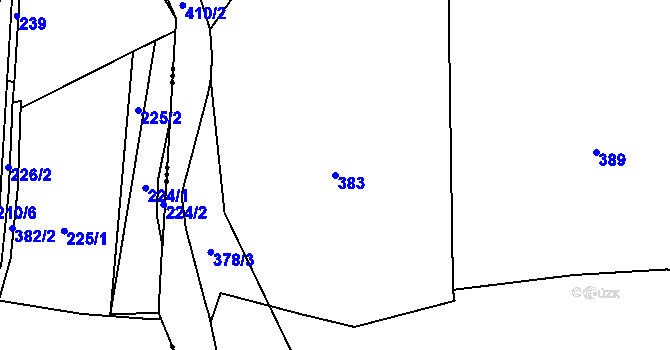 Parcela st. 383 v KÚ Svítkov, Katastrální mapa