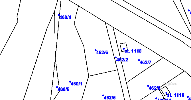 Parcela st. 462/6 v KÚ Svítkov, Katastrální mapa