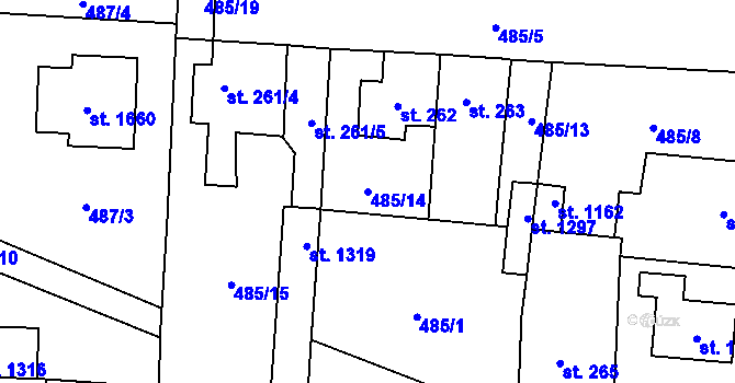 Parcela st. 485/14 v KÚ Svítkov, Katastrální mapa