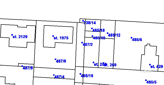 Parcela st. 487/2 v KÚ Svítkov, Katastrální mapa