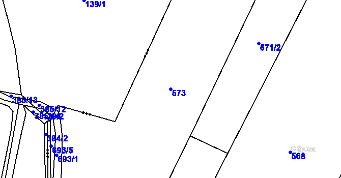 Parcela st. 573 v KÚ Svítkov, Katastrální mapa