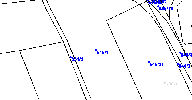 Parcela st. 646/1 v KÚ Svítkov, Katastrální mapa