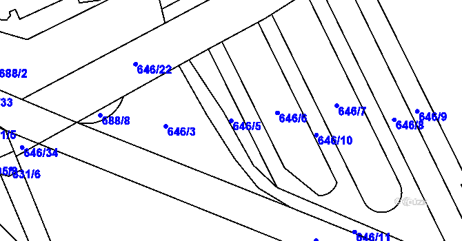 Parcela st. 646/5 v KÚ Svítkov, Katastrální mapa