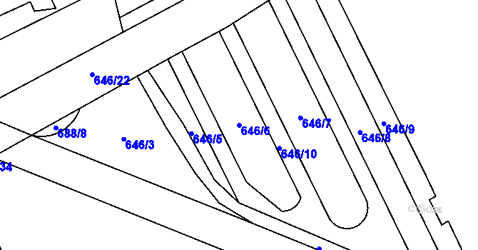 Parcela st. 646/6 v KÚ Svítkov, Katastrální mapa