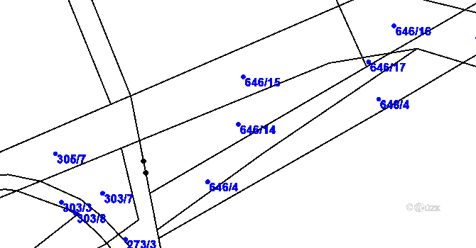 Parcela st. 646/14 v KÚ Svítkov, Katastrální mapa