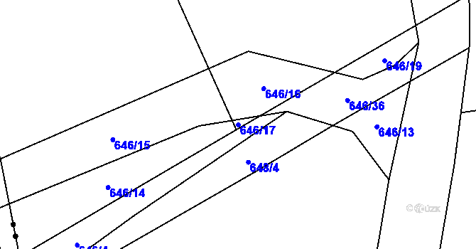 Parcela st. 646/17 v KÚ Svítkov, Katastrální mapa