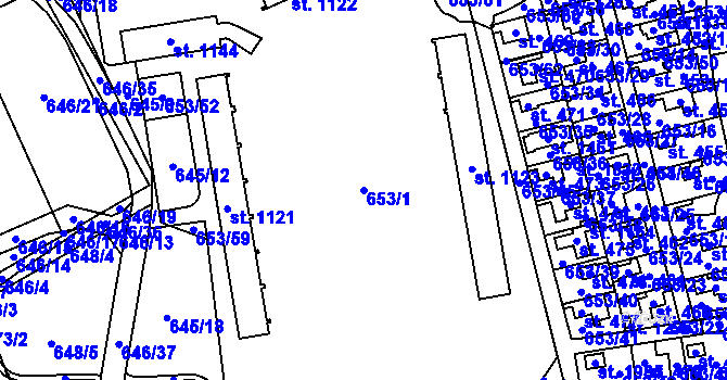 Parcela st. 653/1 v KÚ Svítkov, Katastrální mapa
