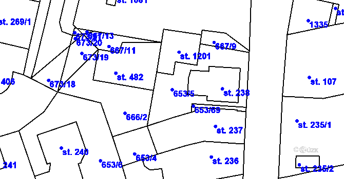 Parcela st. 653/5 v KÚ Svítkov, Katastrální mapa