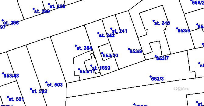 Parcela st. 653/10 v KÚ Svítkov, Katastrální mapa