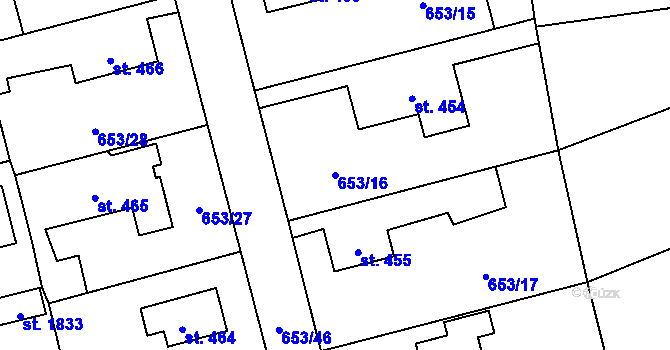 Parcela st. 653/16 v KÚ Svítkov, Katastrální mapa