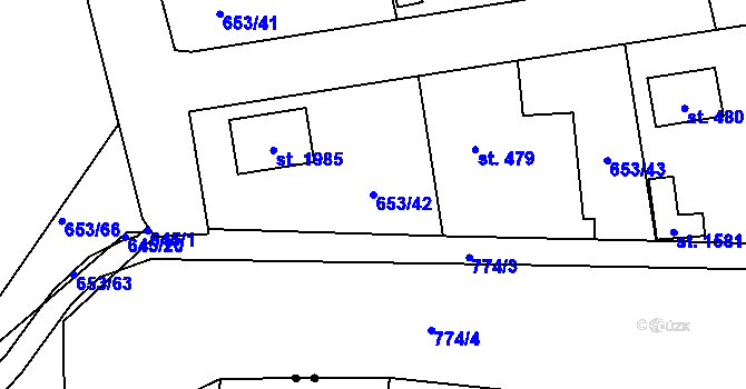 Parcela st. 653/42 v KÚ Svítkov, Katastrální mapa
