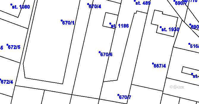 Parcela st. 670/6 v KÚ Svítkov, Katastrální mapa