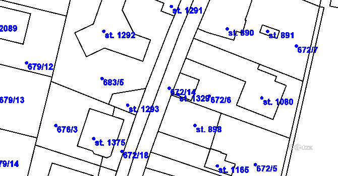 Parcela st. 672/14 v KÚ Svítkov, Katastrální mapa