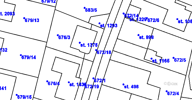 Parcela st. 672/18 v KÚ Svítkov, Katastrální mapa