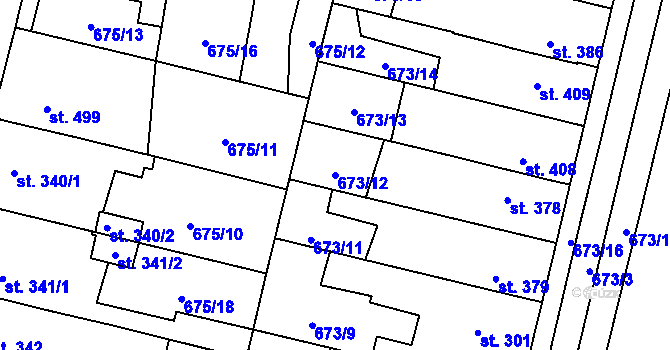 Parcela st. 673/12 v KÚ Svítkov, Katastrální mapa